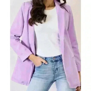 Lavender Open Front Blazer Long Sleeve